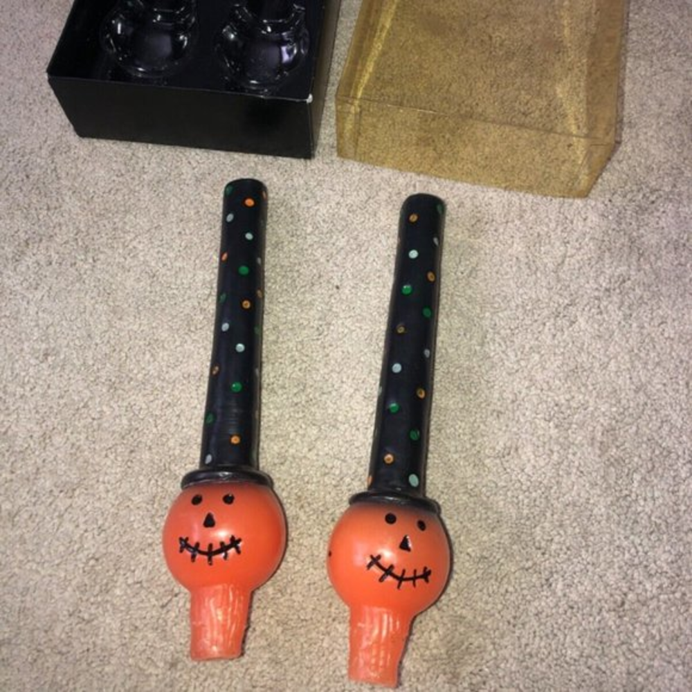 Tag Vintage 2001 Halloween Taper Candle‎ Set Pumpkins